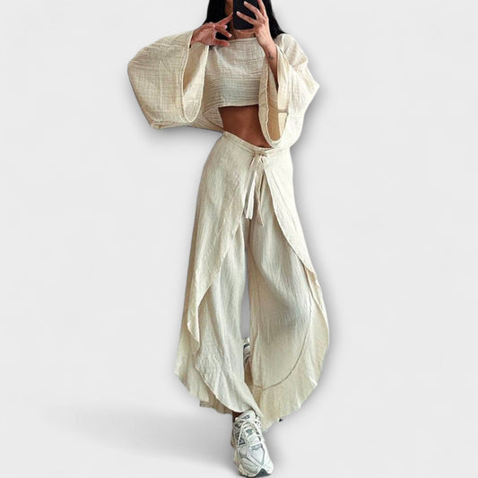 Joanna - Tail-less Two-Piece Set Made of Cotton and Linen