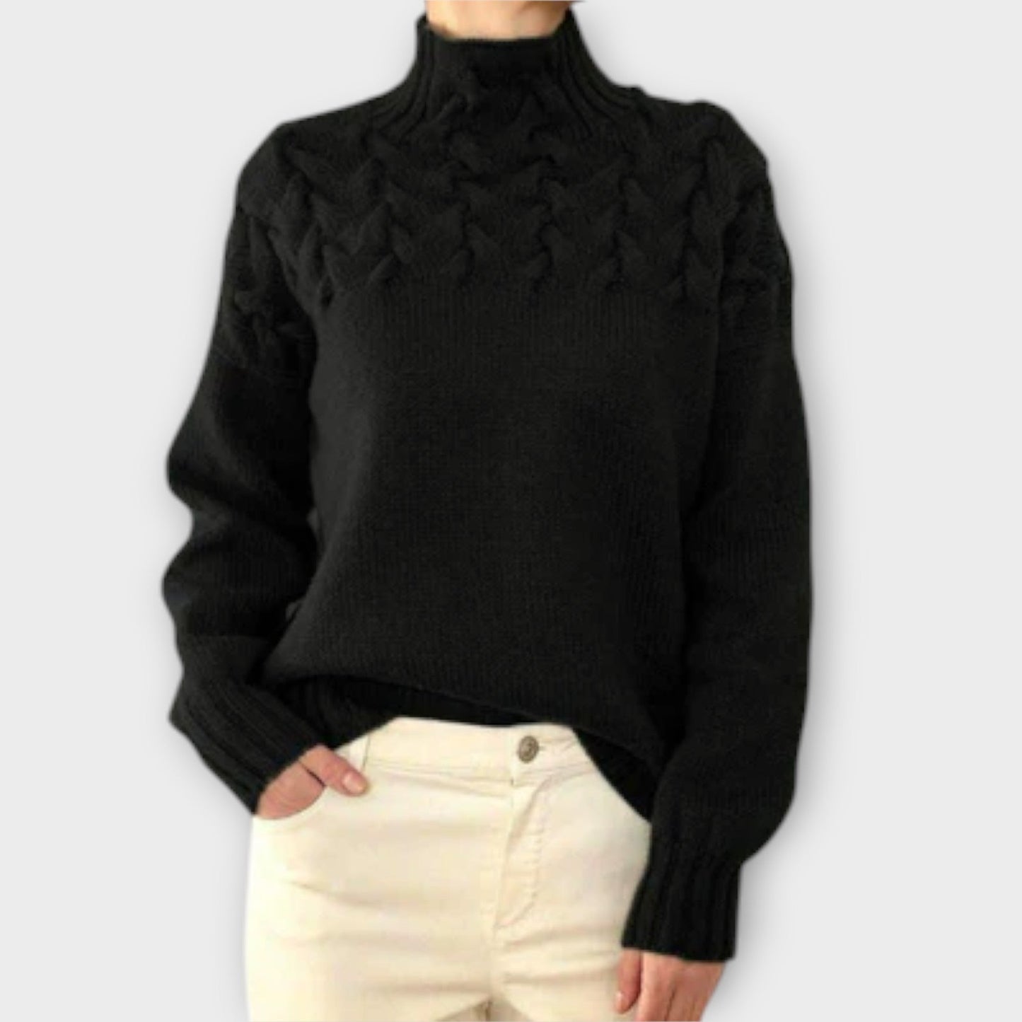 Eva - Women's Sweater with Cable Knit Detail