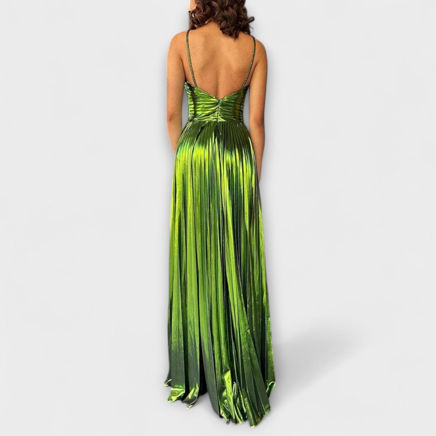 Maxi Dress Made of Metallic Fabric
