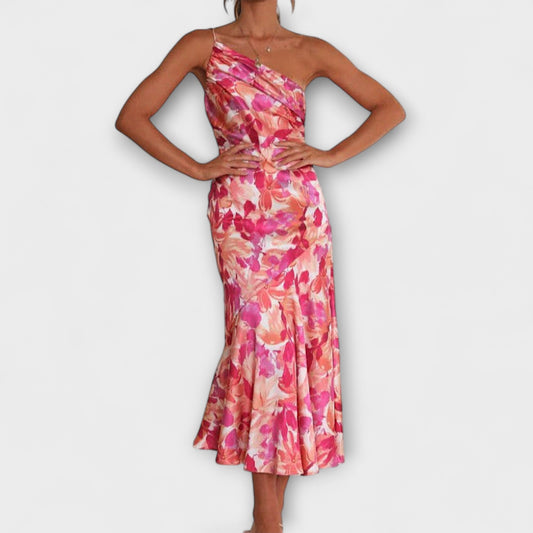 Tabea - Asymmetrical Floral Pattern Dress