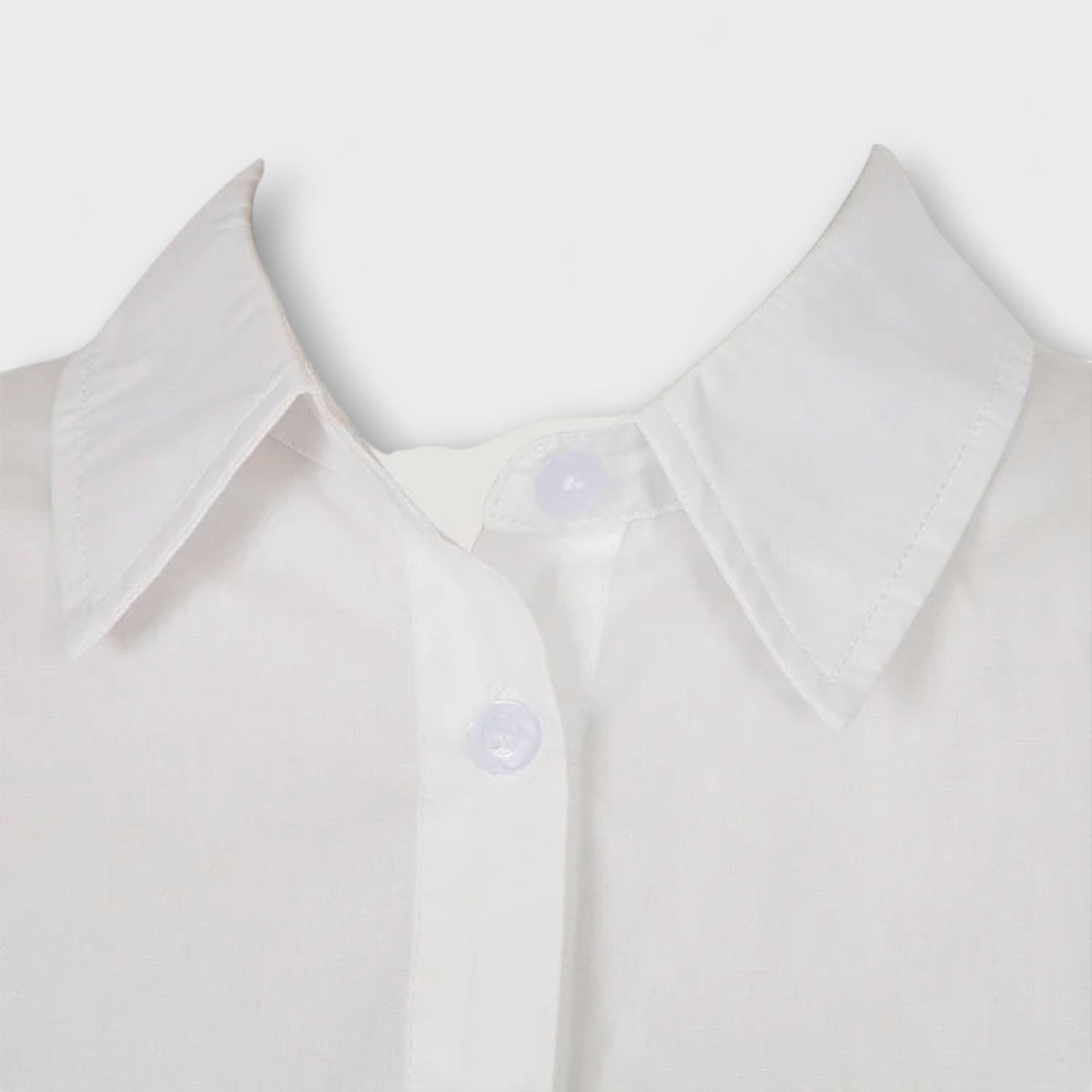 Indie - White Long-Sleeved Pleated Shirt Dress