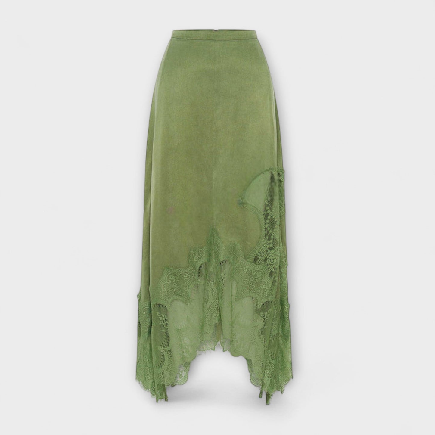 Kaia - Satin blouse with lace trim and pleated neckline in a set