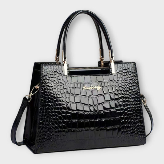 Aurellia. - Glossy Crocodile Pattern Handbag
