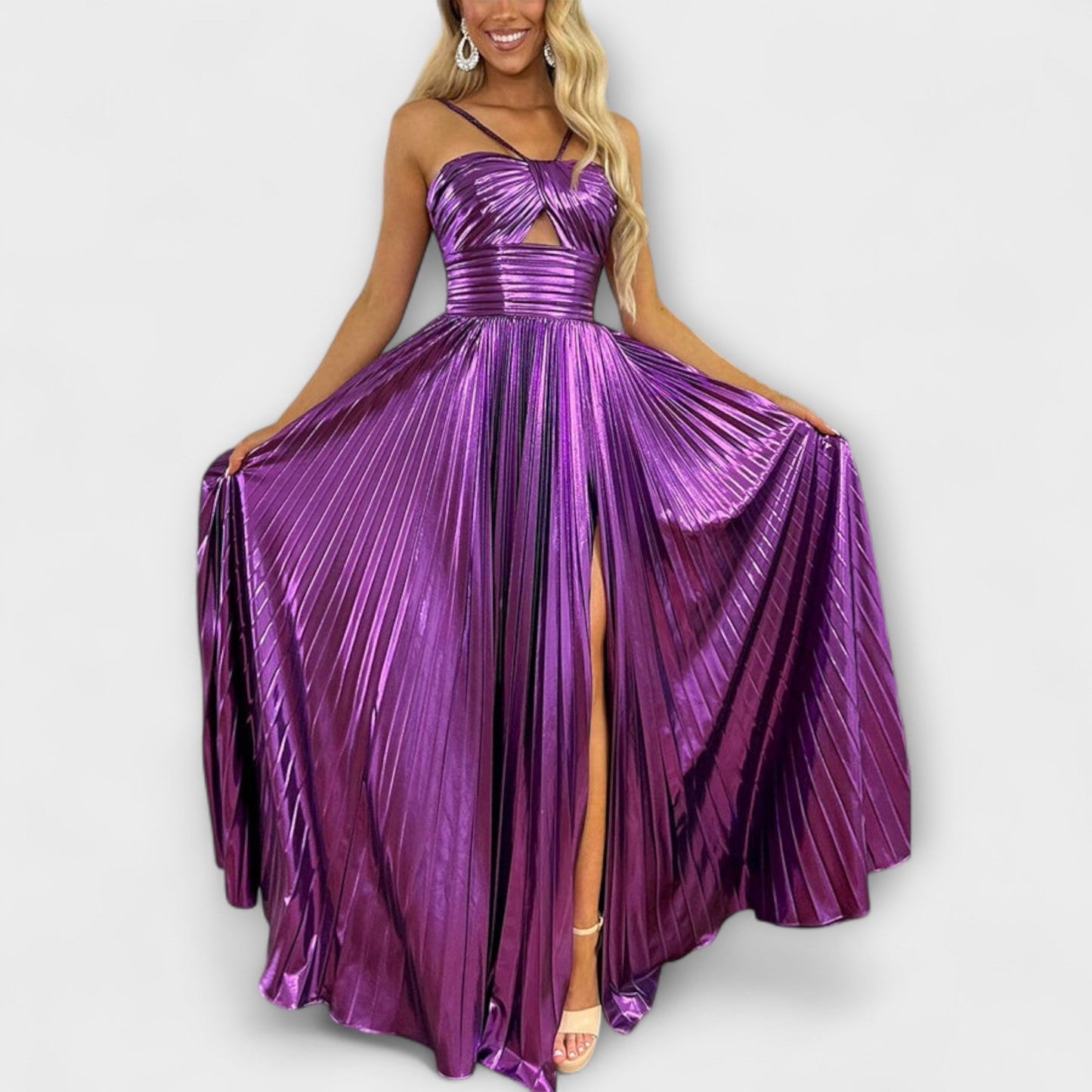 Maxi Dress Made of Metallic Fabric