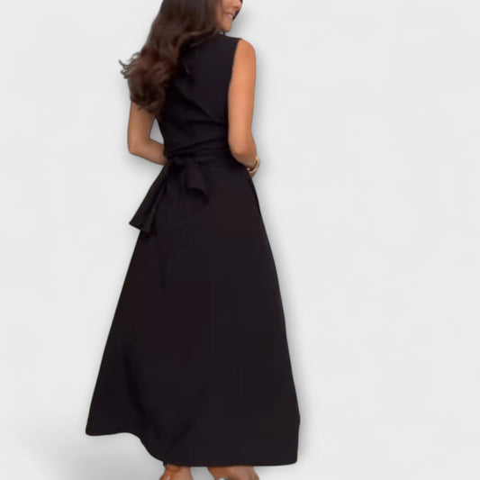 Mira - Eye-catching single-breasted midi dress with tie belt