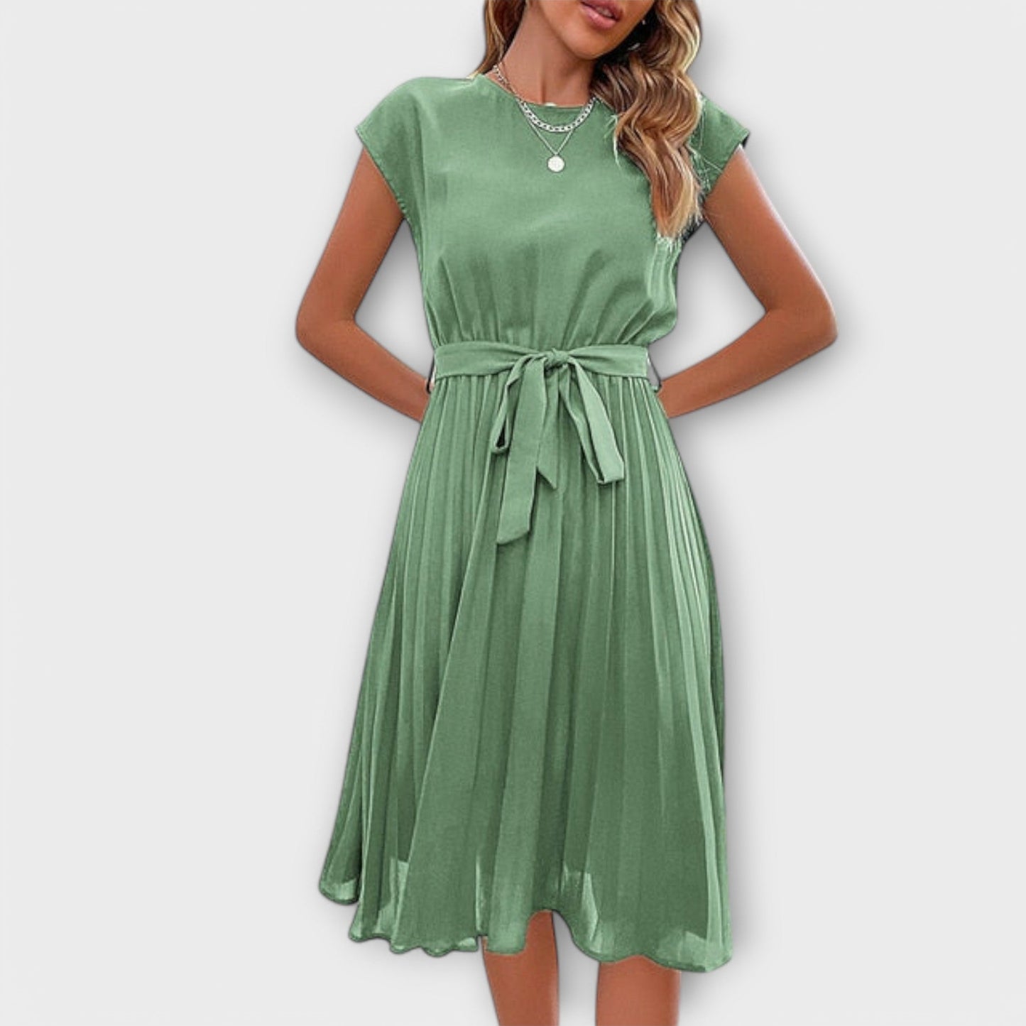 Claire - Short Sleeve, Draped, Casual Midi Dress