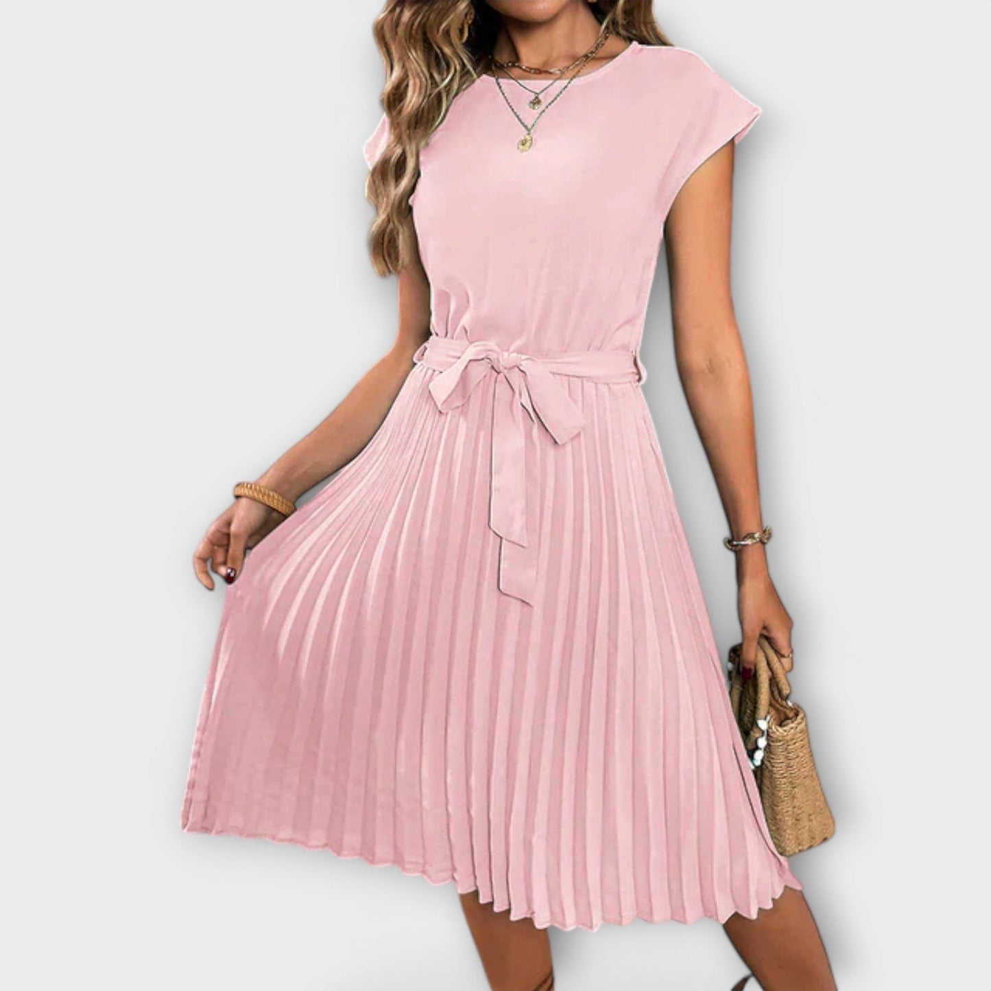 Claire - Short Sleeve, Draped, Casual Midi Dress