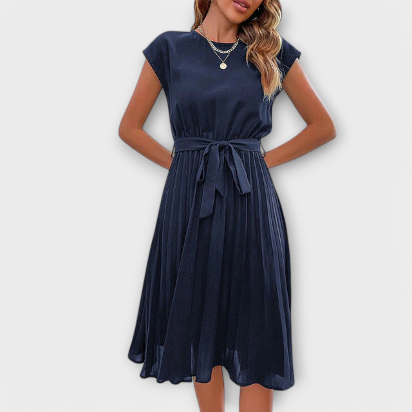 Claire - Short Sleeve, Draped, Casual Midi Dress