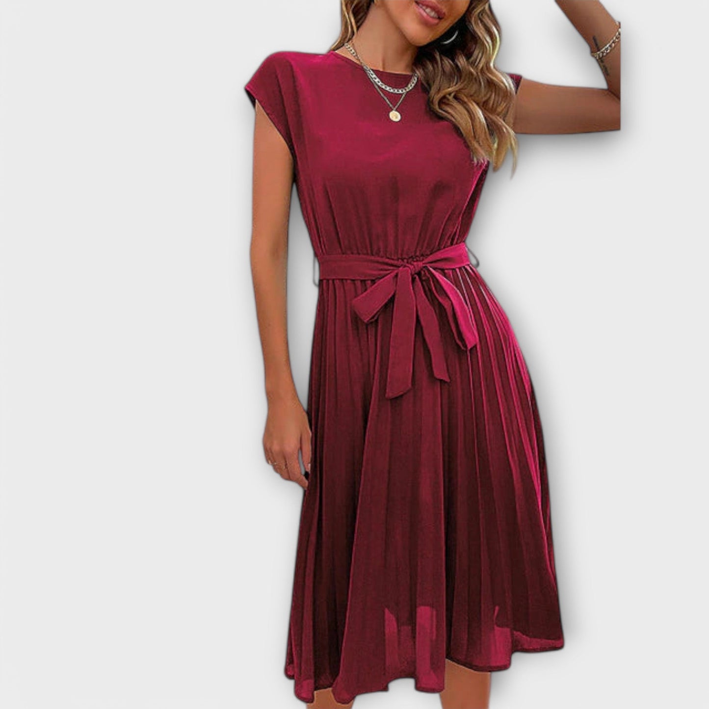 Claire - Short Sleeve, Draped, Casual Midi Dress