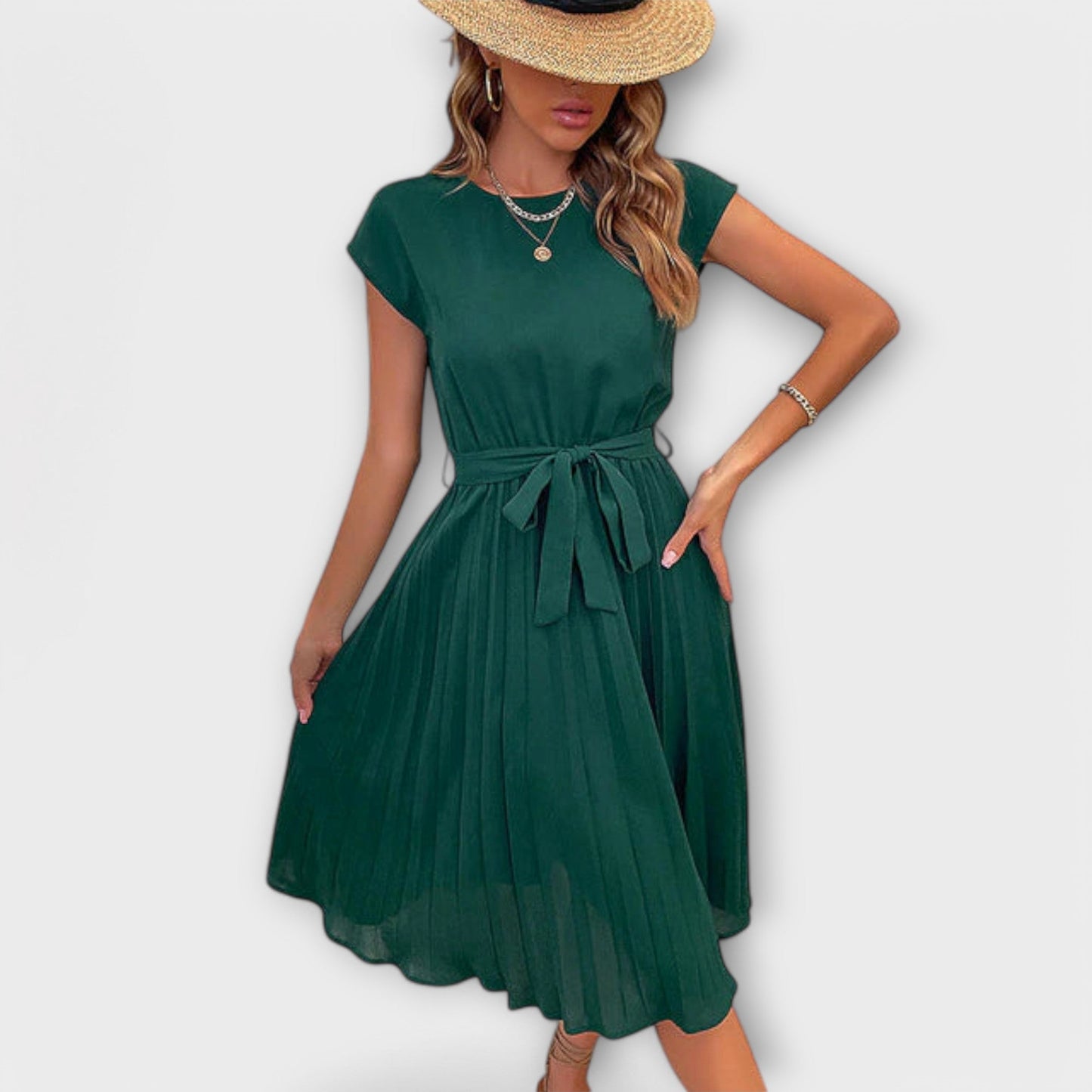 Claire - Short Sleeve, Draped, Casual Midi Dress