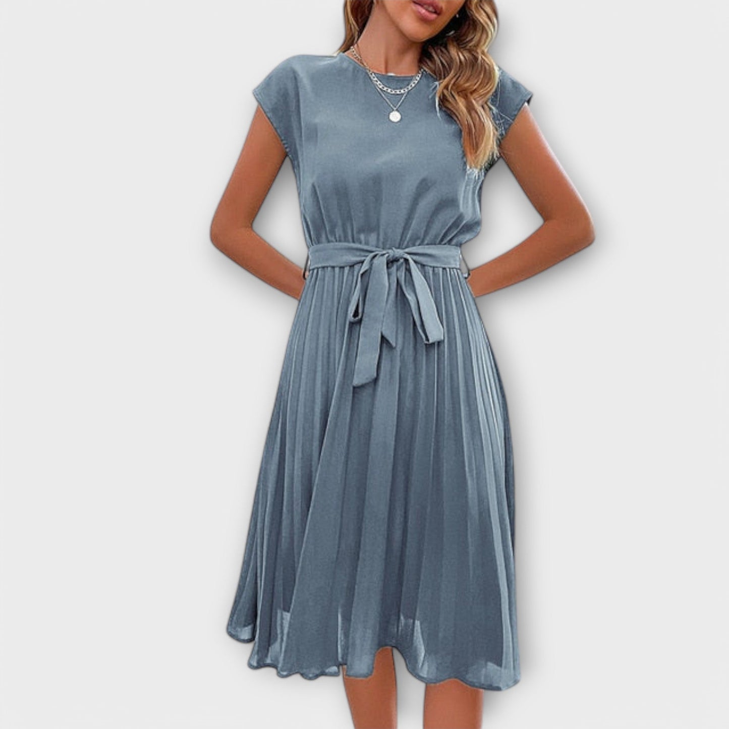 Claire - Short Sleeve, Draped, Casual Midi Dress