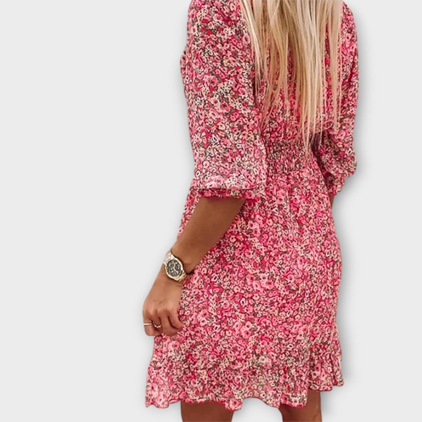 Flower Dress with Puff Sleeves for Women