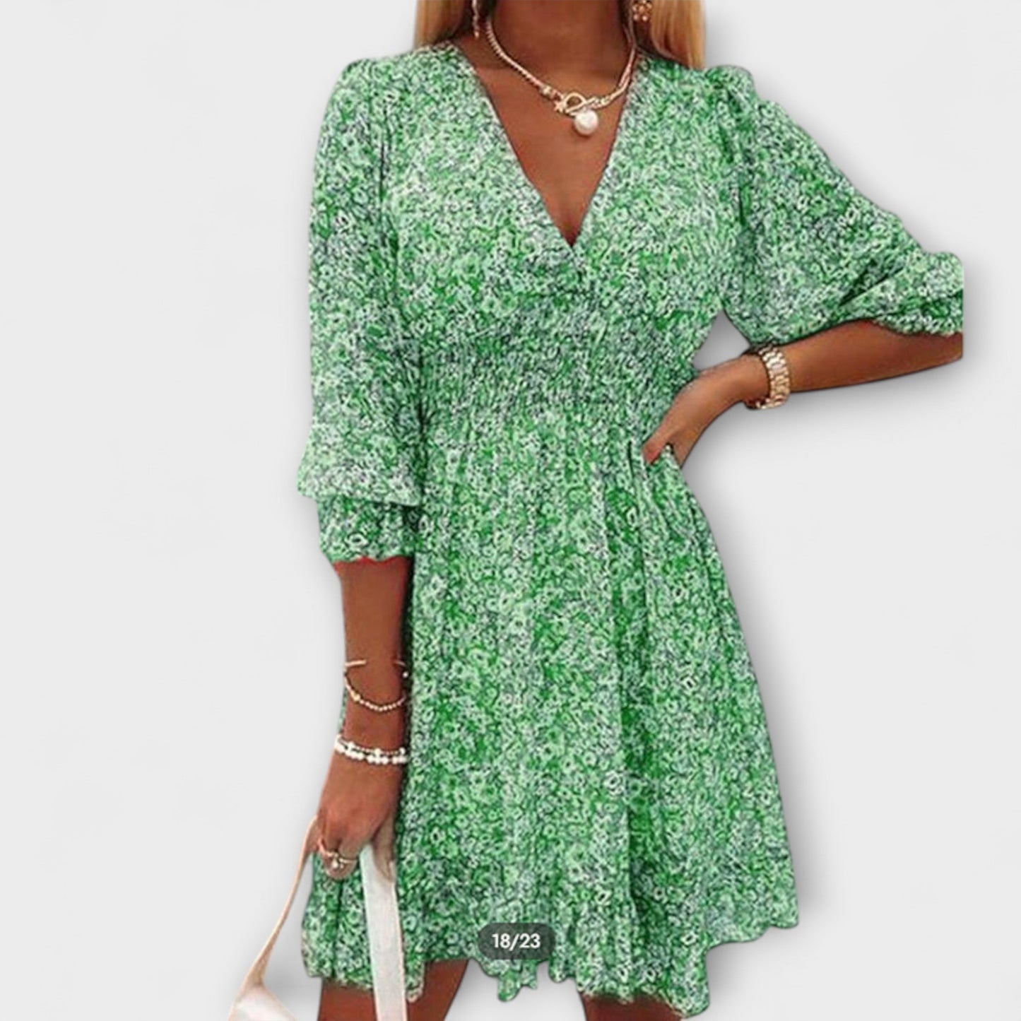Flower Dress with Puff Sleeves for Women