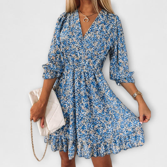 Flower Dress with Puff Sleeves for Women