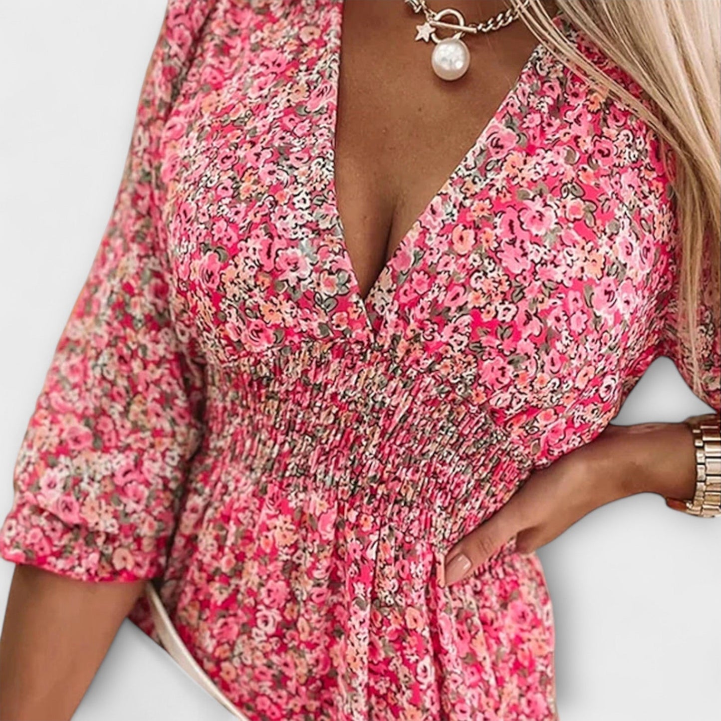 Flower Dress with Puff Sleeves for Women