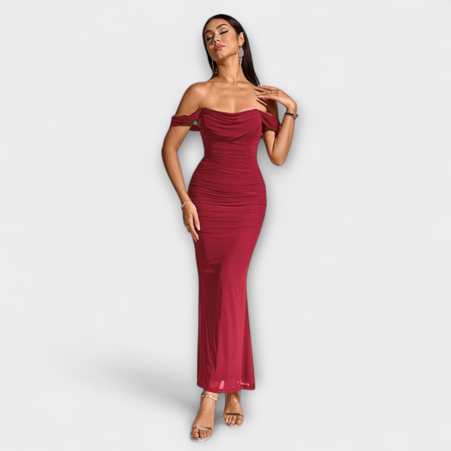 Ione - Off-Shoulder Ruched Bodycon Dress