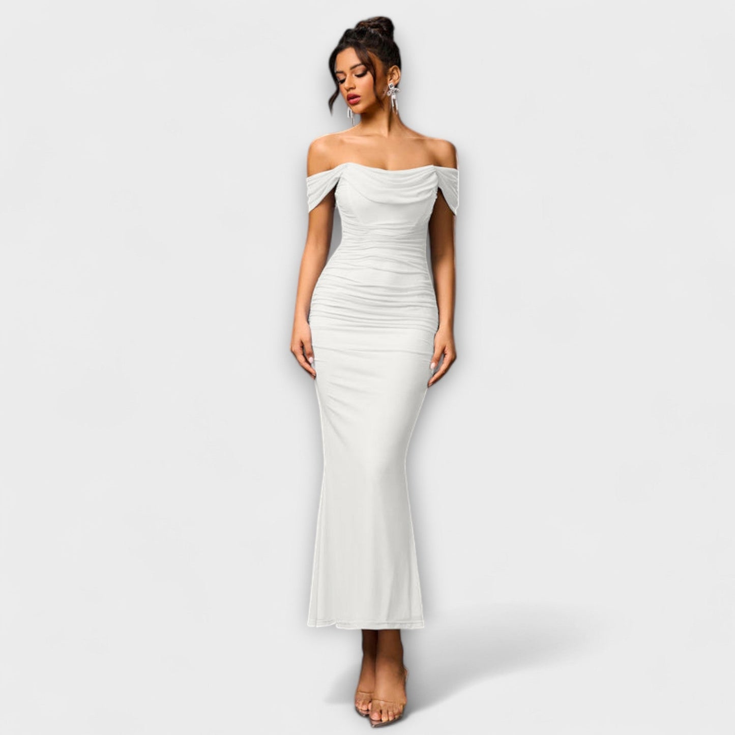 Ione - Off-Shoulder Ruched Bodycon Dress