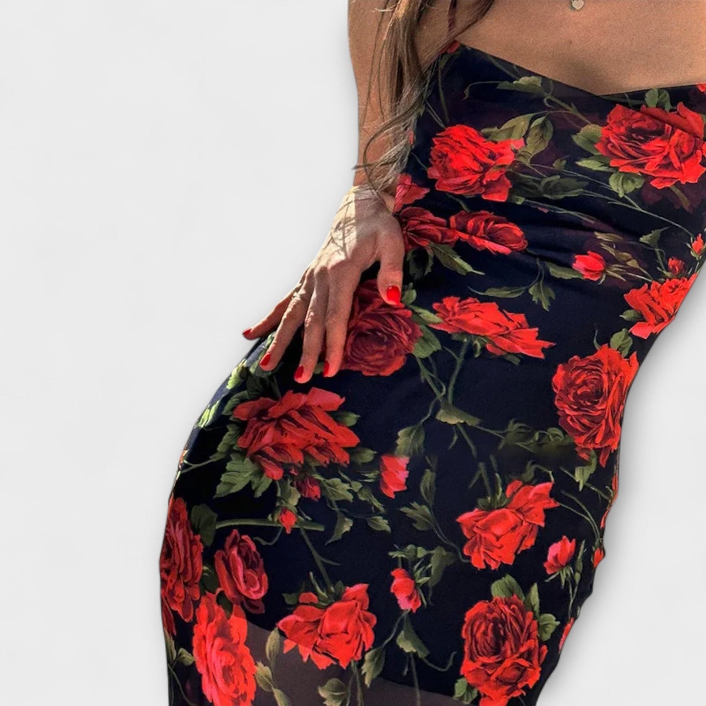 Floral Pattern Spaghetti Strap Bodycon Dress