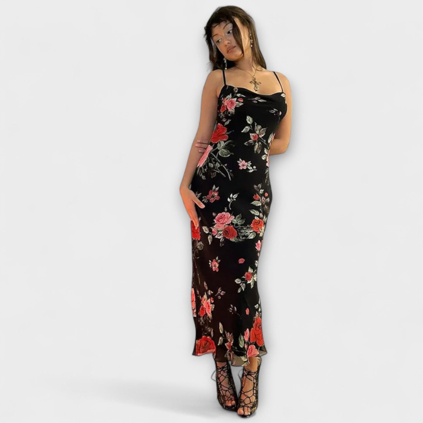 Floral Pattern Spaghetti Strap Bodycon Dress