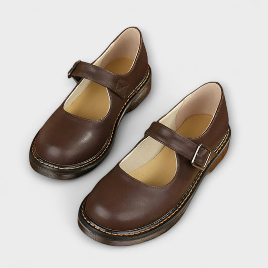 Women’s Vintage Mary Jane Shoes – Classic Leather Shoes with Strap & Comfort Sole