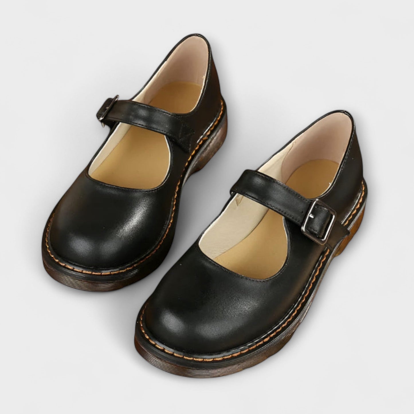 Women’s Vintage Mary Jane Shoes – Classic Leather Shoes with Strap & Comfort Sole
