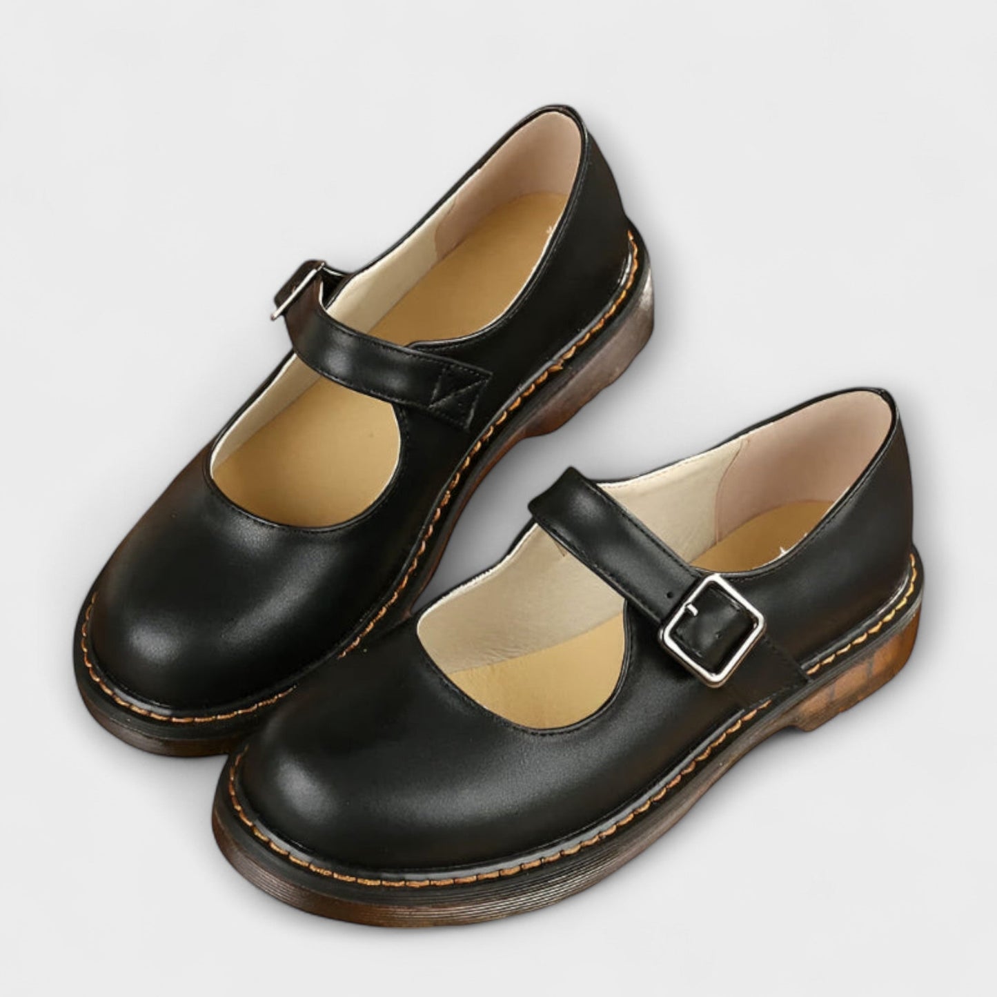 Women’s Vintage Mary Jane Shoes – Classic Leather Shoes with Strap & Comfort Sole
