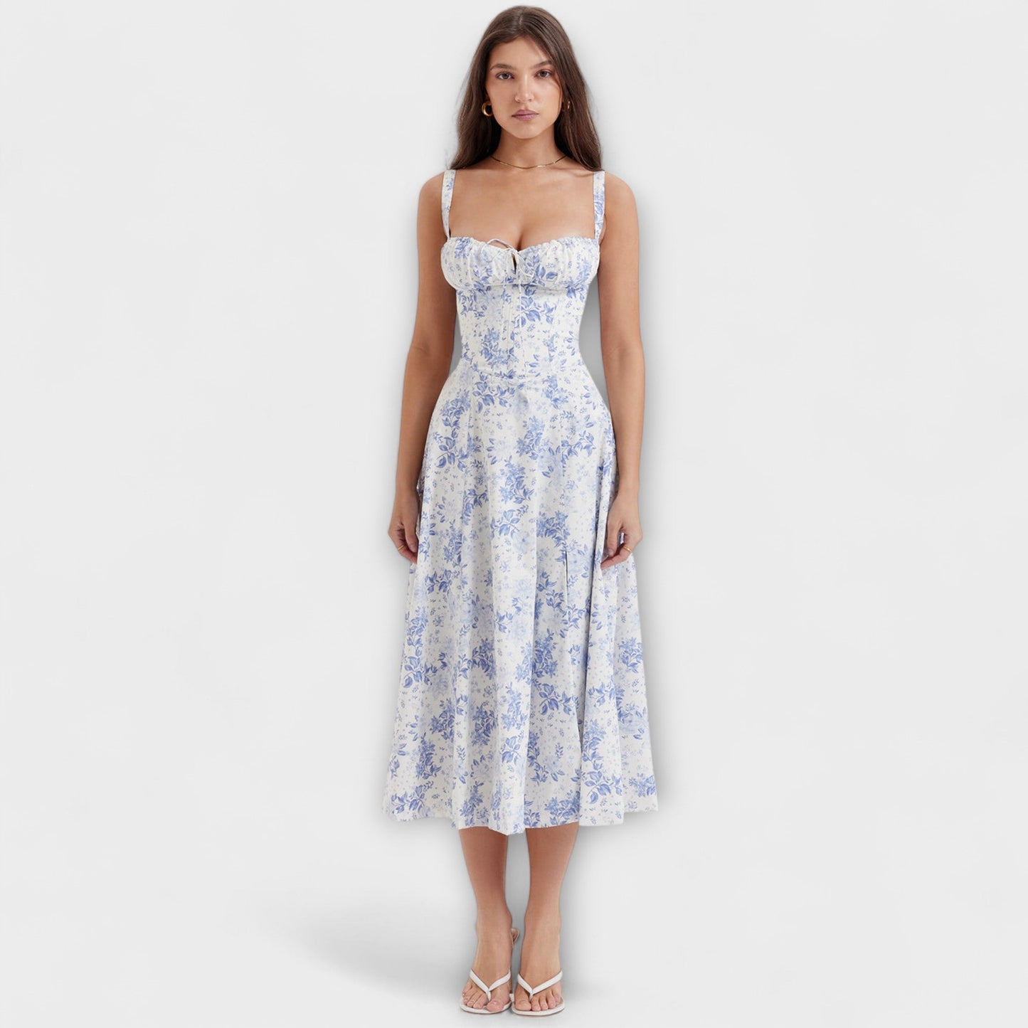 Zipporas - Custom-Made Bustier Dress with Modern Spring Floral Pattern