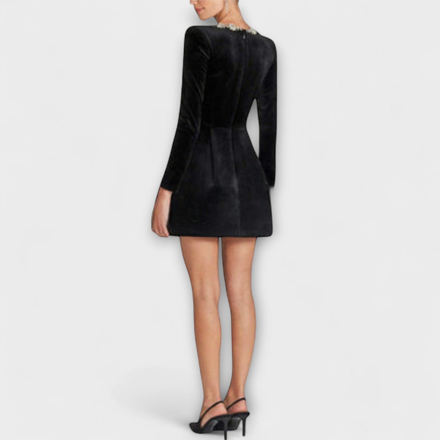 Wren - Mini Dress in Velvet with Jewel Embellishment
