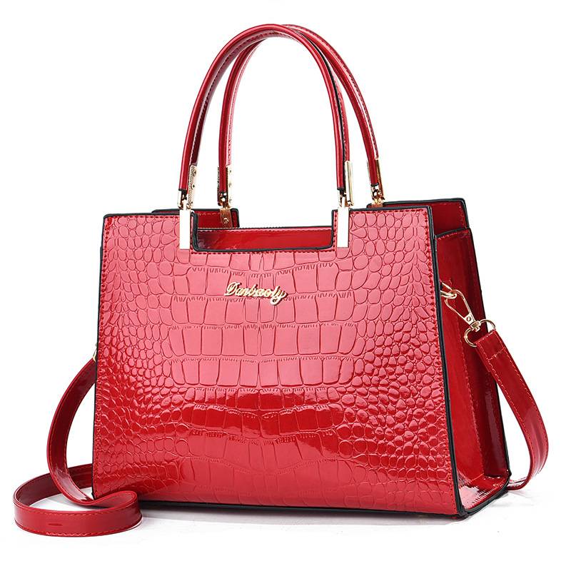 Aurellia. - Glossy Crocodile Pattern Handbag