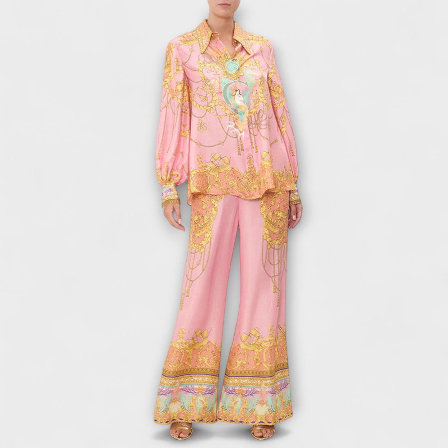 Sage - Mermaid Relaxed Shirt and Elastic Waist Pants Set