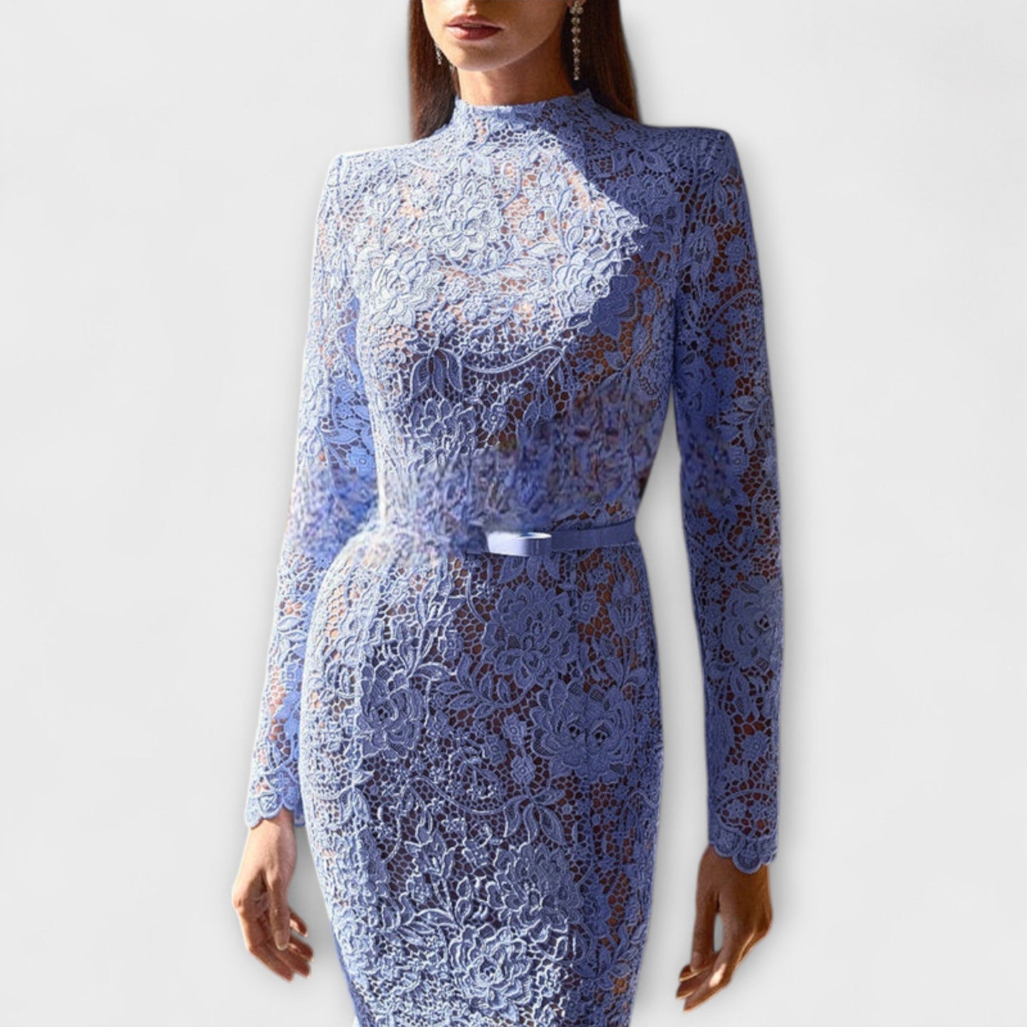 Freya - Elegant Midi Dress in Floral Lace
