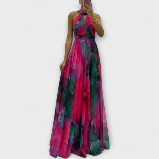 Isalie – Chiffon Maxi Dress with Floral Pattern