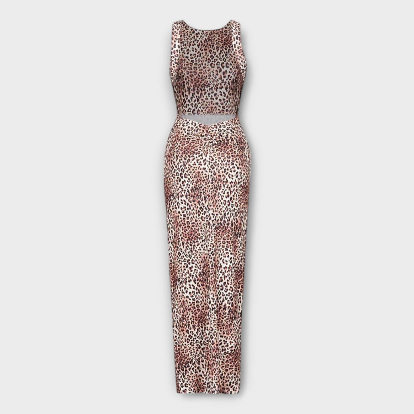 Della - Maxi Dress with Leopard Print and Back Slit
