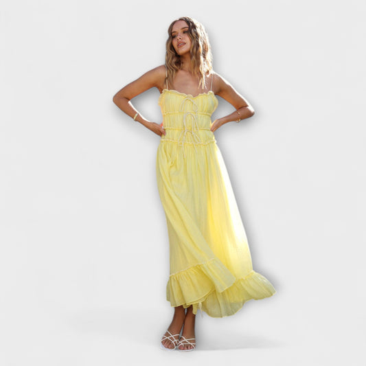 Celine - Sleeveless Midi Dress with Ruffle Hem