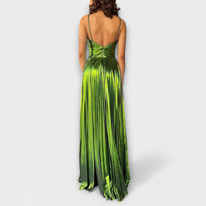Maxi Dress Made of Metallic Fabric