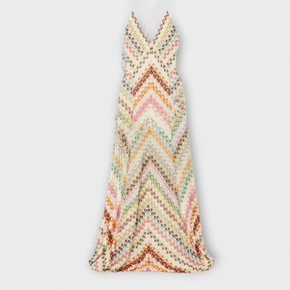 Remi - Missoni Colorful Houndstooth Pattern Maxi Dress