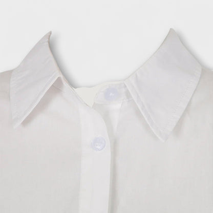 Indie - White Long-Sleeved Pleated Shirt Dress