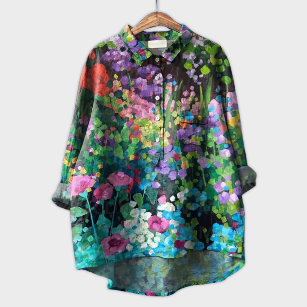 Magdalena - Handmade Women's Blouse with Floral Pattern