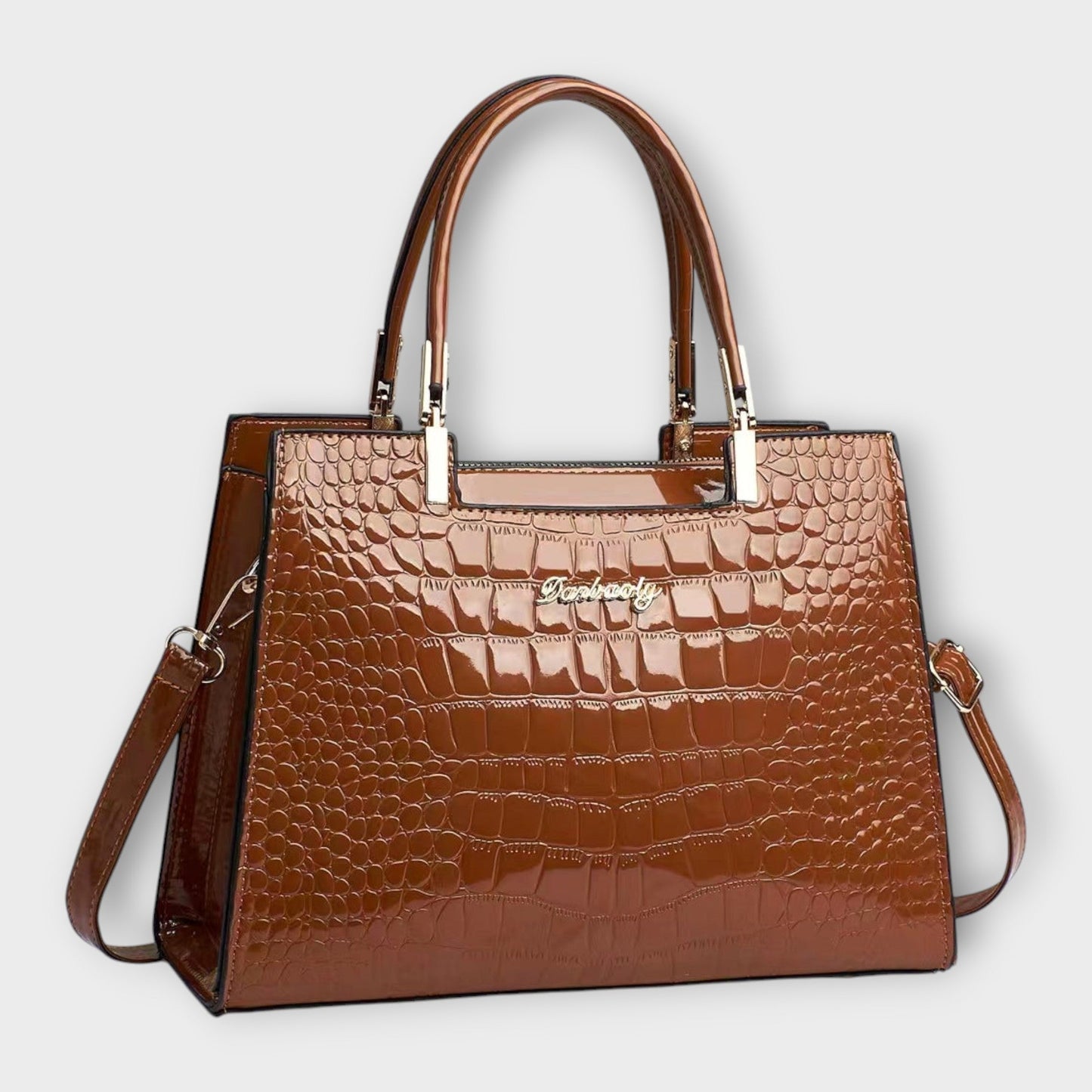 Aurellia. - Glossy Crocodile Pattern Handbag