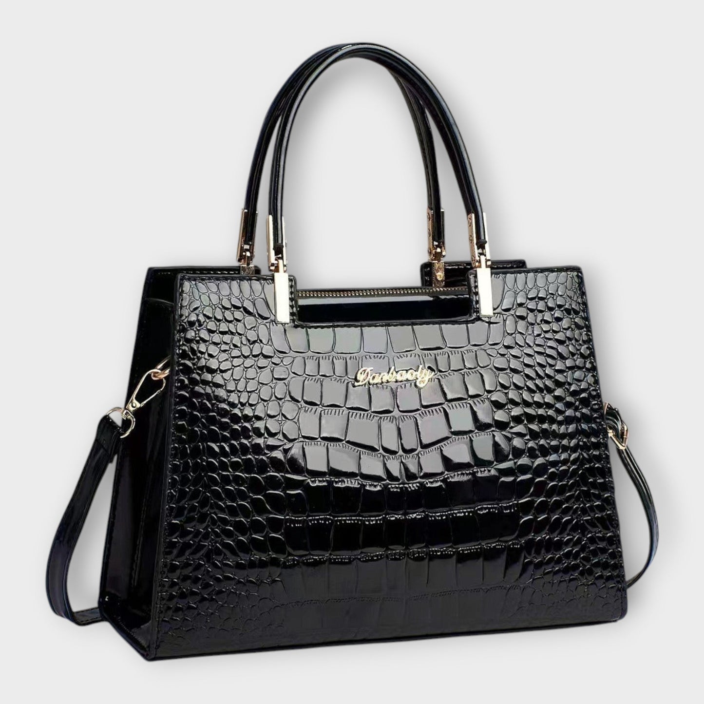 Aurellia. - Glossy Crocodile Pattern Handbag