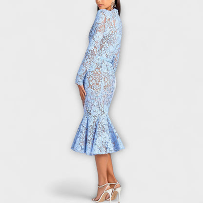 Freya - Elegant Midi Dress in Floral Lace