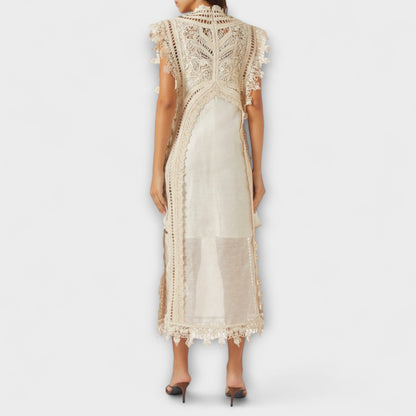 Mira - Woven Hollow Organza Maxi Dress