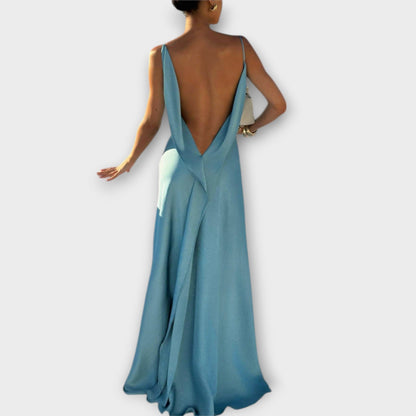 Hallie - Stylish Satin Maxi Dress with High Slit