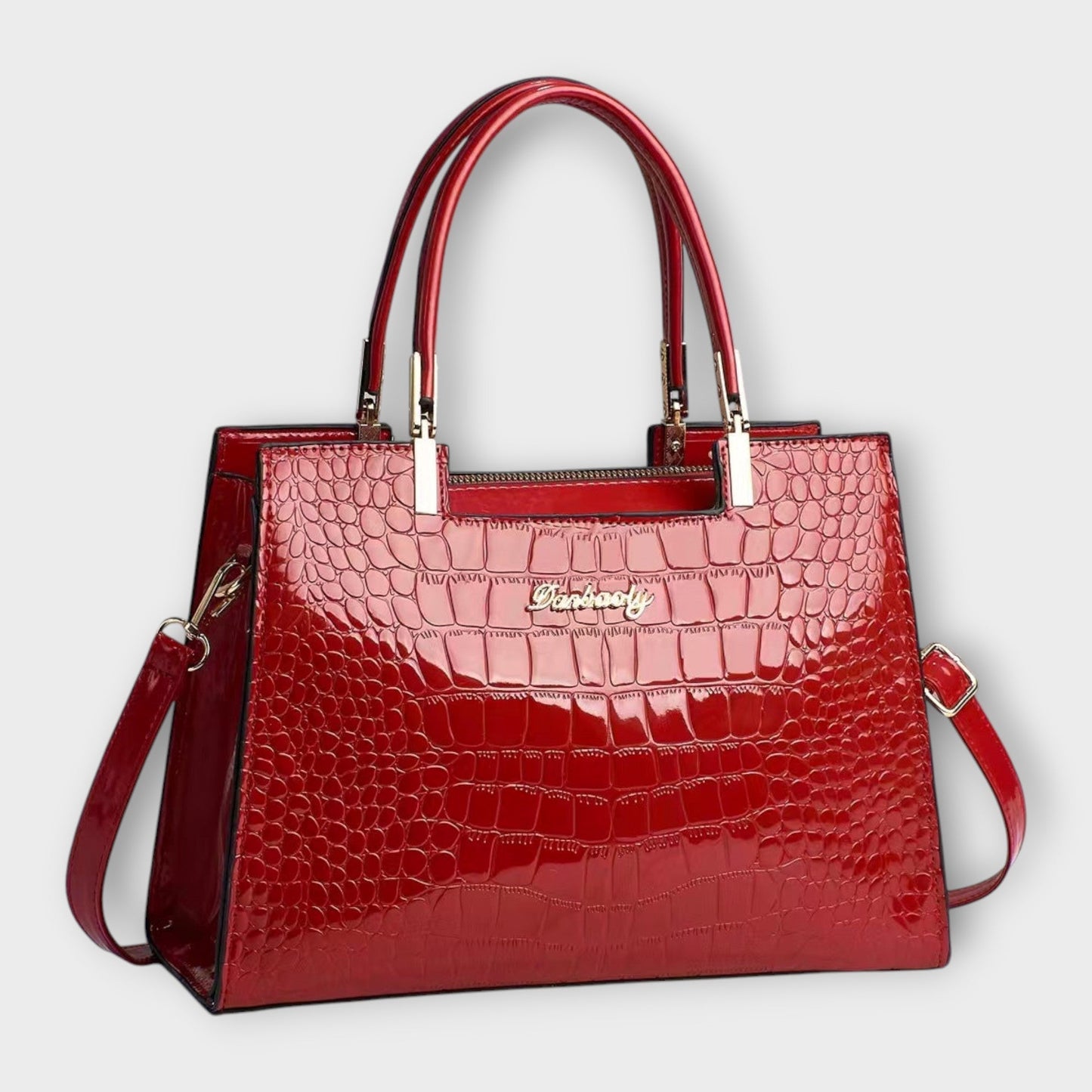 Aurellia. - Glossy Crocodile Pattern Handbag