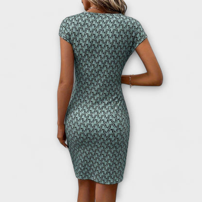 Emma - Short-Sleeved Tulip Dress with Allover Print