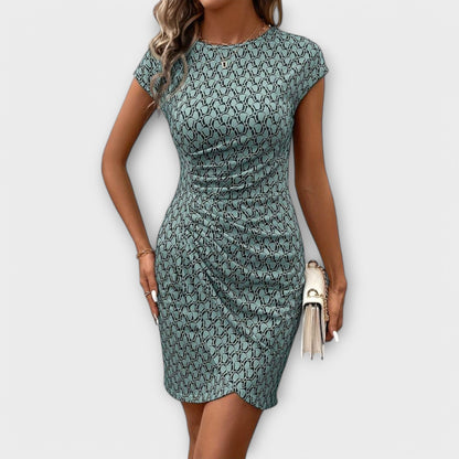 Emma - Short-Sleeved Tulip Dress with Allover Print