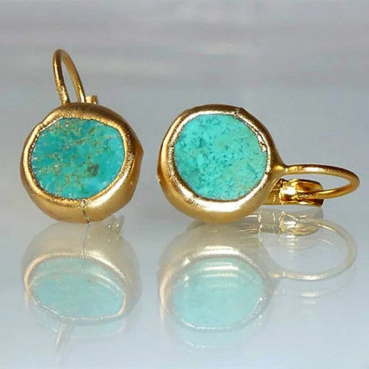 Golden Vintage Earrings with Turquoise