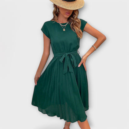 Claire - Short Sleeve, Draped, Casual Midi Dress