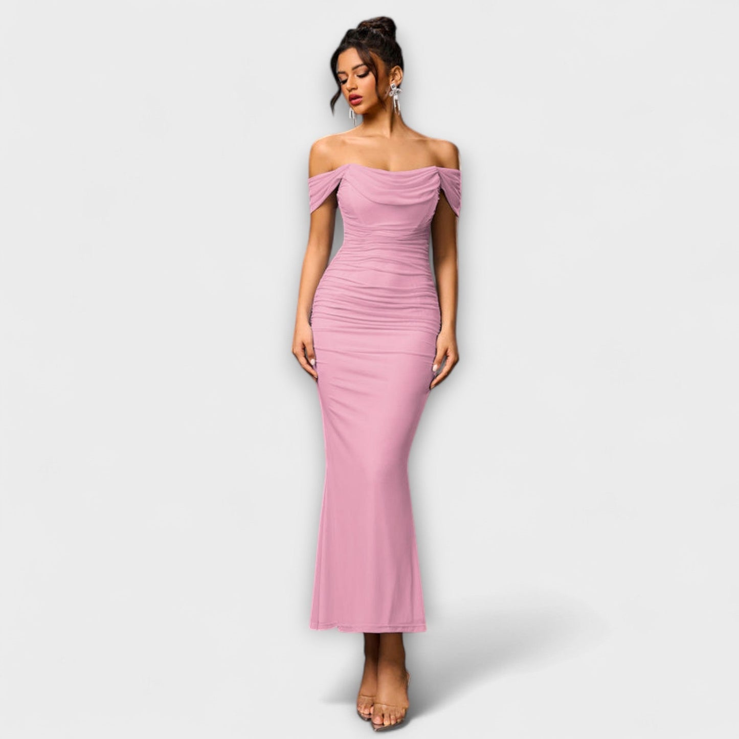 Ione - Off-Shoulder Ruched Bodycon Dress