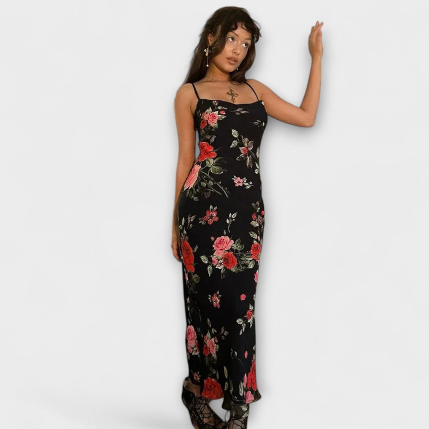 Floral Pattern Spaghetti Strap Bodycon Dress